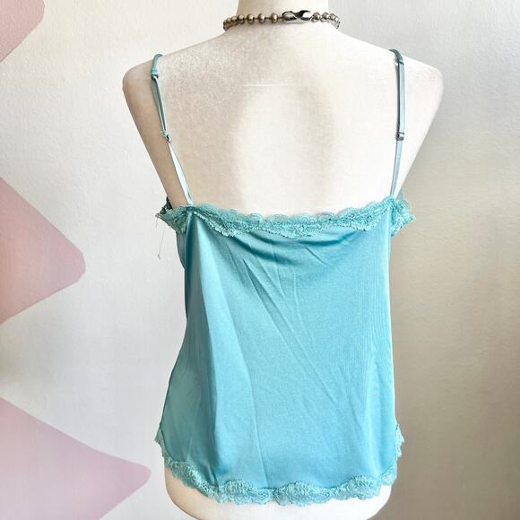 Vintage Blue Lace Babydoll Tank Top, Coquette Cottagecore Y2K 2000s Large - Picture 3 of 7